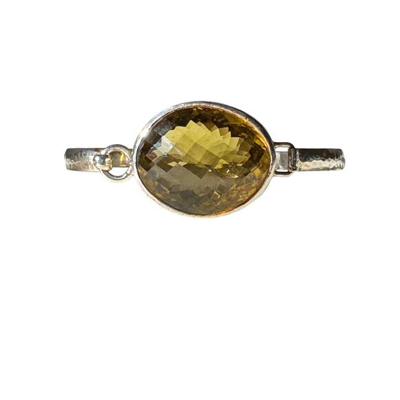 Citrine Gemstone Sterling 925 Silver Bangle Handmade Latch Bracelet - Picture 1 of 7